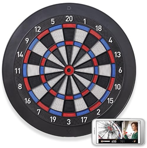 DARTSLIVE Home Electronic Dartboard, Bluetooth Compatible with Online Play, for Soft Tip Darts, 15.5 Inch Diameter Regulation Size Dartboard for Indoor Play, Black
