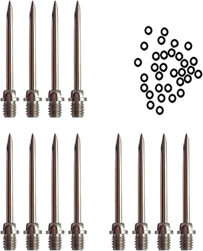 HERZWILD dartspitzen 12 pcs Dart gummiring - stahlspitzen metallspitzen f. steeldart (Full Silver)