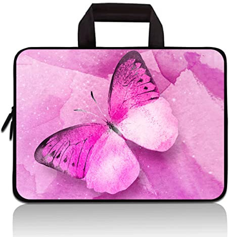 11 11.6 12 12.1 12.5 inch Laptop Carrying Bag Chromebook Case Notebook Ultrabook Bag Tablet Cover Neoprene Sleeve Fit Apple MacBook Air Samsung Google Acer HP DELL Lenovo Asus (Pink Butterfly)
