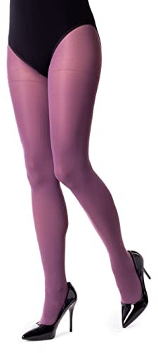 NOQ Collant tinta unita da donna 40 denari casual collant colorati calze sensuali con piede semitrasparente Mireille, Prugna, XL