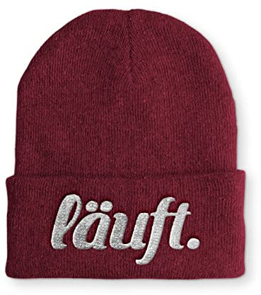tshirtladen läuft Statement Wintermütze Beane Mütze für Damen und Herren, Farbe: Bordeaux