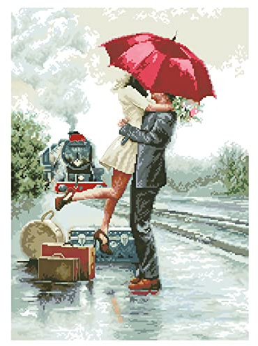 Cukol Kreuzstich Set Vorgedruckt Erwachsene Romantisch, Stickvorlagen Stickbilder Vorgedruckt Kreuzstich Stickpackungen Stickpackung Stickbild Stickset Sticken Set für Erwachsene 11ct Cross Stitch Kit