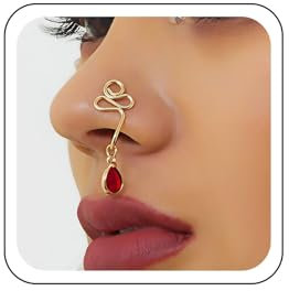 Wendalern Kristall Clip Auf Nase Ring Manschette Faux Septum Nase Ringe Manschette Indische Nase Manschette Ring Strass Clip Auf Nase Ring Körper Nicht Piercing Schmuck Für Frauen Teenager Mädchen