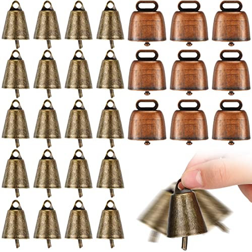 40 Stück Kuh Pferd Schaf Weide Kupferglocken Rinder Ziege Bauernhof Tier laute Bronze Glocke kleine Metall Kuhglocke für Hunde Halsband Langstrecke rustikale Glocken für Pferd Schaf, 2 Farben