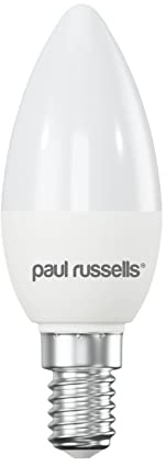 paul russells LED Candle – Small Edison Dimmable Screw Light, 5.5W E14 C37 LED Bulbs, 40w Equivalent, 6500K Daylight, Dimmer SES Energy Saving Ceiling Lightsbulbs, Pack of 1
