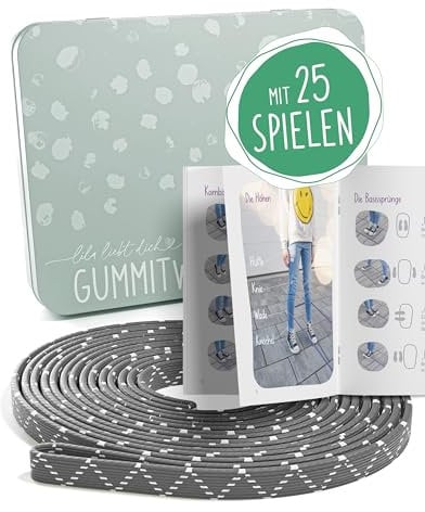lila liebt dich® Gummitwist Kinder Spiel [4m] der Spieleklassiker für aktive Pausen I Gummitwist Mädchen ab 6 Jahre eine Freude Machen I inkl. Anleitung & 25 Ideen I Hüpfgummi