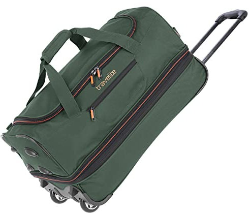 travelite trolley sac de voyage à roulettes moyen, extensible, BASICS, sac souple à roulettes avec soufflet d'extension, 55 cm, 51 - 64 litres