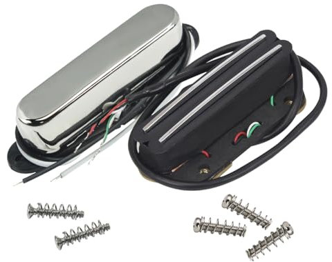 FLEOR Alnico 5 TL-Tonabnehmer Hot-Rail-Humbucker-Steg-Tonabnehmer 12.5~13k & Single-Coil-Hals-Tonabnehmer Chrom 7~8K Fit TL Gitarrenteil
