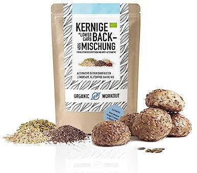 Kerniges LOWER-CARB-BROTBACKMISCHUNG 450g – Bio, vegan, glutenfrei, Saatenbrot, proteinreiches Brot, Lebensmittel ohne Getreide, Organic Workout