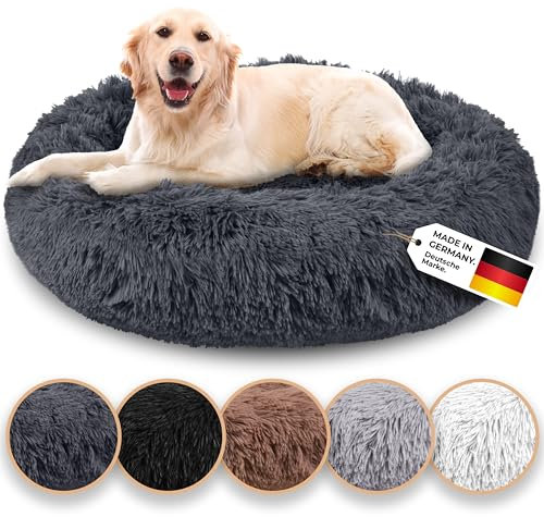 Belune® Hundebett [mit waschbarem Bezug] - Das Original - [S, 70cm, Dunkelgrau] Hundekorb, Katzenbett, Hundekörbchen, Dog Bed, Flauschiges Hundebett für große, mittelgroße & kleine Hunde
