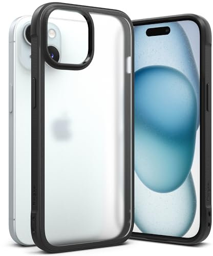 Ringke Fusion Bold [Shock Absorbent TPU Frame] Compatible with iPhone 15 Case, Anti Fingerprint Translucent PC Back with Protective Bumper Cover - Matte Black