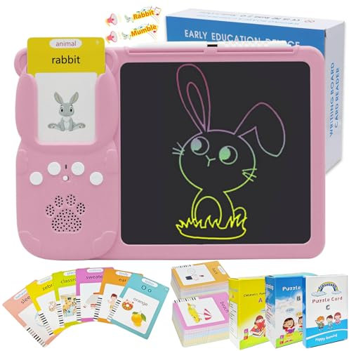 510 Wörter sprechende Lernkarten mit LCD-Zeichentablett, Kleinkinder, Lernspielzeug für 2, 3, 4, 5, 6, 7 Jahre, Zeichenblock, Vorschule, Montessori, Autismus, Spielzeug für Jungen und Mädchen,