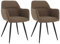Mevsim Store Esszimmerstühle 2er Set Braun – Polsterstühle mit Armlehne aus Leinenstoff – Bequeme Küchenstühle mit Metallbeinen für Wohnzimmer & Essbereich