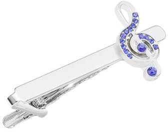 Beydodo Krawattenklammern für Herren, Krawattenklammer Personalisiert Musiknote mit Blau Zirkonia Krawattenklammer Edelstahl Silber