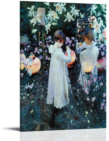 GAJUST Nelke, Lilie, Rose, Poster, Nelke, Lilie, Rose, gemalt von John Singer Sargent, ca. 188, Leinwanddruck, Kunstposter, Rahmen, 30 x 45 cm