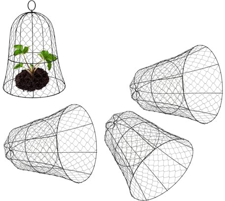 10 Packs Black Garden Chicken Wire Cloche Plant Protector with Bell Shape, Iron for Garden Protection