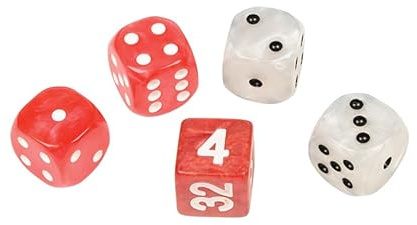Philos 4111 - Würfel-Set für Backgammon, Kunststoff, rot weiß, 16 mm, 4 Würfel, 1 Doppler