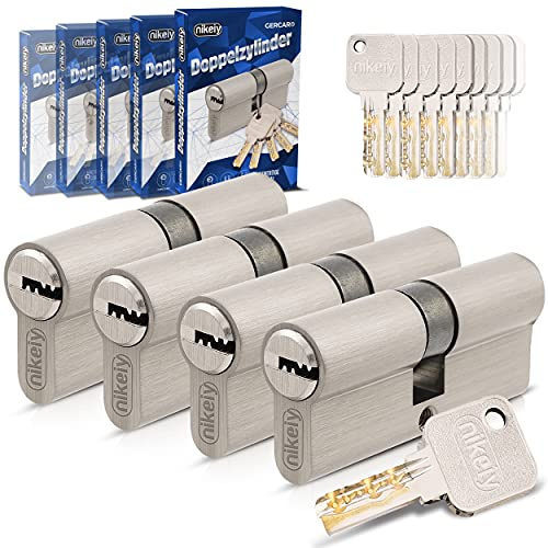 GERCAR Pro Gleichschließend 4x Schließzylinder 40/45 Set 4 Profilzylinder inkl. 20 Schlüssel - 85 mm Türschloss Zylinderschloss 4er Zylinder - Länge: 85mm, A:40 B:45 - Schließsystem