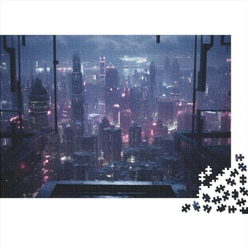 Cyberpunk 1000 Piece Puzzle Future City Puzzle for Adults, Skill Game for The Whole Family, for Adults Stress Relieve Game Toy Gift for Adults and Children from 14 Years 1000pcs (75x50cm)