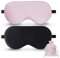 BeeVines Seiden-Schlafmaske, 2er-Pack Augenmaske aus 100% echter natürlicher reiner Seide mit verstellbarem Riemen, Augenmaske zum Schlafen (14 Schwarz & Rosa mit Tasche)