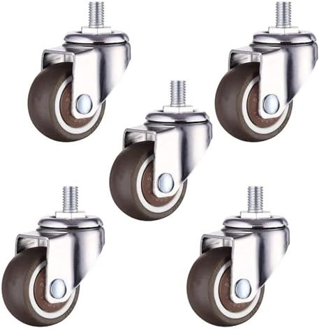 Lenkrollen, Bürostuhl-Lenkrollen, 360-Grad-Drehschaft-Lenkrollen, 38 mm 50 mm Gummi-Möbelrollen, Rollen for Babybetten, Drehstuhl, rollt sanft und stumm, 5er-Set (Gewindestange, 3,8 cm) (Color : Thre