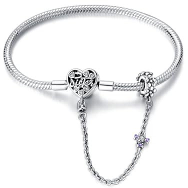 Pandach Braccialetto da Donna con chiusura a cuore Argento Sterling 925 meraviglioso gioielli in argento elegante idea regalo per donne alla moda