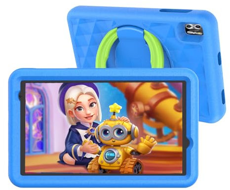 VASOUN 8 inch kids tablet, Android 13 Tablets for Kids, 64GB, Parental Control, Free Kids Games APPs Pre-Installed, GMS Certified WiFi Dual Camera, Pad with Eye Protection, Blue