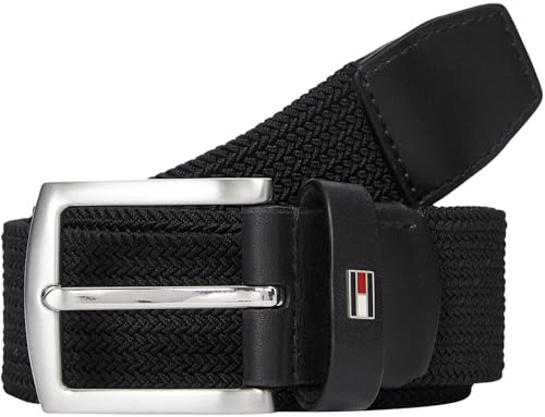 Tommy Hilfiger Herren Gürtel Denton Elastic 3,5 cm Geflochten, Schwarz (Black), 85 cm