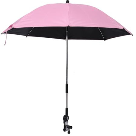 Kreativer Wasserdichter Kinderwagen-Sonnenschirm, Multifunktionaler Kinderwagen-Sonnenschirm mit 360 Grad Verstellbarer Klemme für Kinderwagen, Dreiräder (PINK)