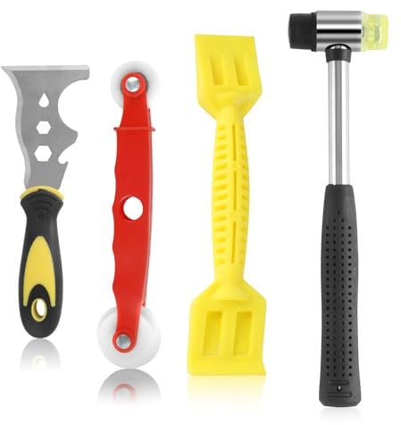 Bubuny Window Glazing Tool Kit,4PCS Glazing Tools with 13 in 1 Multi-Purpose Knife Chisel,Plastic Hammer,Glazing Paddle for Glazing Deglazing Beading,Functions Kit for Windows,Doors Hand Tool Sets