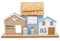 Logbuch-Verlag Strandhaus Leiste zum Hinstellen Häuserzeile Holz maritime Strand Deko Badezimmer Weiß Blau Geschenk Sommer Meer 30 x 18 cm