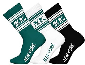 NFL NY Jets 3pk Crew Socks - GRN/WHT/BLK - 39/42