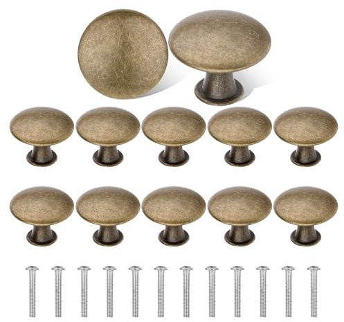 JJUNW 12 Stück Schranktürknäufe mit Schrauben, Möbelknöpfe, 30mm Vintage Runde Schubladengriff Kommodenknöpfe für Schublade Schrank Küchenschränke Kleiderschrank (Antikes Grün)