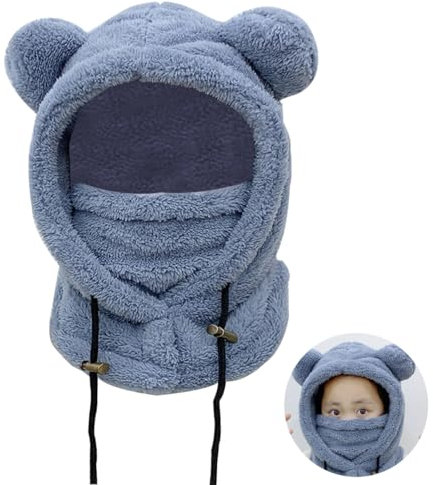 1 lot de 3 en 1 cagoule d'hiver en peluche pour enfants, joli bonnet d'hiver chaud, écharpe chaude d'hiver, cache-oreilles chauds, bonnet de ski et de snowboard pour enfants de 3 à 8 ans