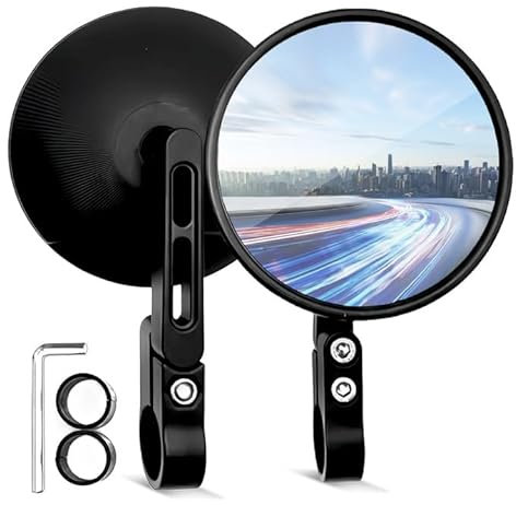 WANDGU Juego de espejos universales para motocicleta: espejo de extremo de manillar redondo, giratorio 360°, seguro para ciclismo, vista trasera, espejo redondo para motocicleta, compatible con