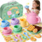 G.C Service à Thé Enfant Silicone, Dinette Enfant 3 4 5 6 Ans avec Silicone Dessert Couverts Couverture Pique-Nique Coffret, Accessoire Cuisine Cadeau Jouet Garcon Fille 3 4 5 6 Ans
