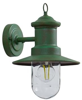 Lindby Wandleuchte außen (Laterne) Eloretta (spritzwassergeschützt (Landhaus, Vintage Rustikal) in Grün aus Metall (1 flammig E27) - Außenwandleuchten Wandlampe Led Außenlampe Outdoor