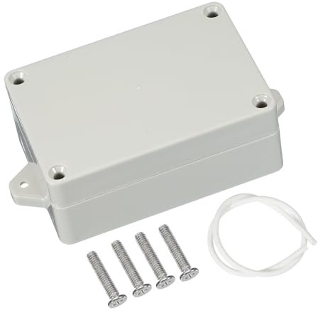 PATIKIL 4.9 Inch Junction Box, Electrical Enclosure Box ABS Plastic Waterproof Outlet Plug Cover Cord Protector with Mounting Plate for Outdoor Indoor Electric Project, White/Grey