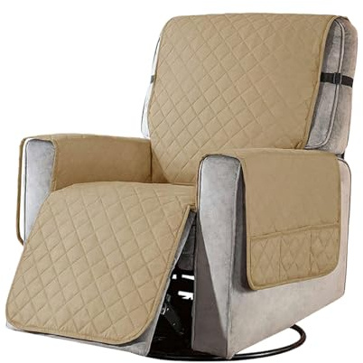 Sesselschoner für Relaxsessel Fernsehsessel Sesselbezug,Doppelseitig Wasserdichter Stretchhussen für Relaxsessel, Armlehnenschoner Mit Anti-Rutsch Gurte,Mittelteil 231x63.5cm,Armlehnen 68.5x55.8cm