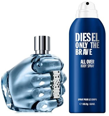 Diesel - Only The Brave Eau de Toilette 125 ml + Only The Brave Body Spray - 200 ml - Parfum boisé ambré pour homme - Lot de 2
