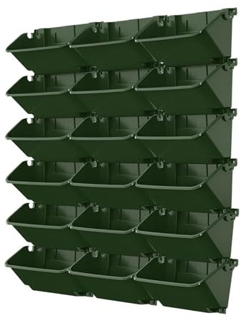 QTQHOME Self Watering Vertical Planter Wall with Hanging Bags - Outdoor/Indoor Garden Planters for Balcony,Patio,Walls - Durable Fabric Pots,Space Saving Design(18Pcs, Green)
