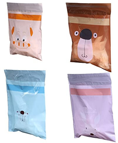 Lot de 60 sacs poubelle à coller avec motif animal multicolore