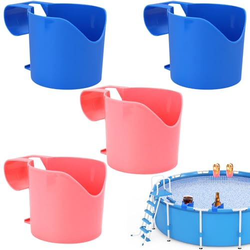 IIRC Getränkehalter Pool, 4 Stück Bierhalter Pool, Pool Wasserbecher-Hängehalter für das Schwimmbad zur Aufbewahrung von Getränken, Bier, Mobiltelefon