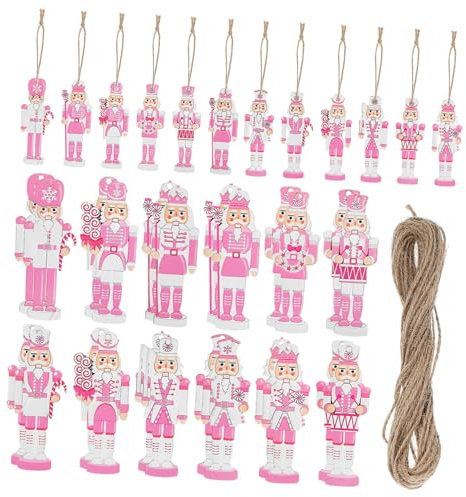 HEALEEP 36 Piezas Adornos Navideños de Nutcracker de Madera de Figuras Colgantes de Decoración para Árbol de Navidad Únicos y Diseño