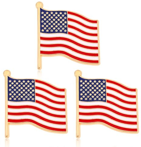 3er-Set Anstecknadeln mit Amerikanischer Flagge, Patriotische Brosche zum 4. Juli Anstecknadeln US-Veteranen Dekoration für Männer und Frauen Ideal als Geschenk für Rucksäcke Hüte und Kleidung