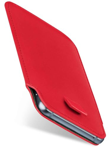 moex Slide Case für Sony Xperia 10 VII Handytasche zum Einstecken Ultra dünn, Einsteckhülle Holster Hülle PU Leder, Sleeve Etui Handyhülle mit 360 Grad Komplettschutz, Rot