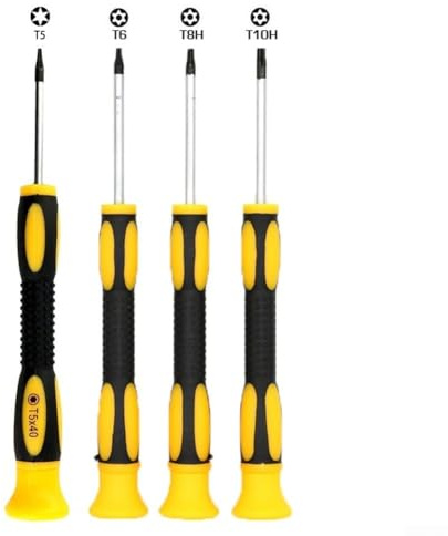 Pour T5 T6H T8H T10H pour jeu de tournevis Torx avec embouts hexagonaux creux, kit d'outils de réparation de console en acier de précision 4 pièces pour manette de jeu PS3/PS4 et électronique