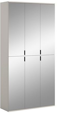 xonox.home – 2 TLG. Garderobenkombination Projekt X 91x193x34 cm in Kaschmir Melamin – Set bestehend aus schmalem & breitem Spiegelschrank – Platzsparende & Moderne Flurlösung mit Spiegelfront