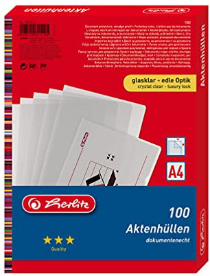 Herlitz Aktenhülle DIN A4 glasklar, 2 × 100 Stück