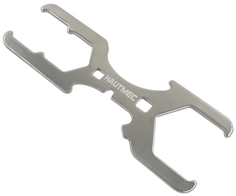HAUTMEC 3 Way Plumber's Sink Strainer Wrench/Spud Wrench, Fits 1-3/4 inch, 2 inch and 2-1/2 inch Pipe Nuts, Multifunction Tool with 3/8-inch and 1/2-inch Square Drive Holes